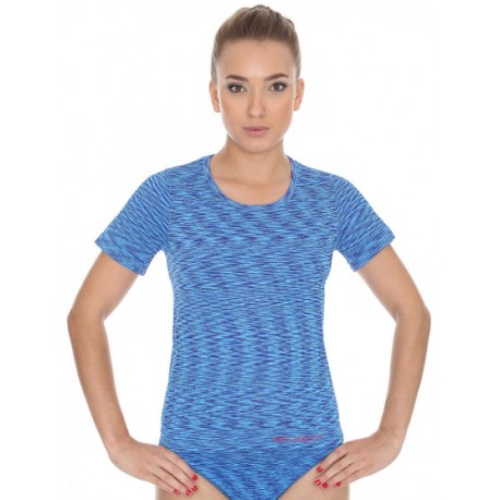 Koszulka damska BRUBECK FUSION bezszwowa niebieska