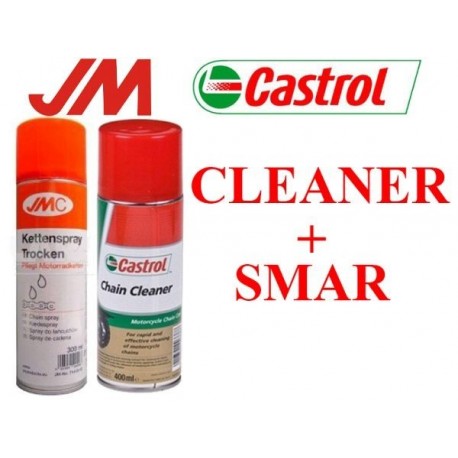 JMC zestaw smar do łańcucha + Castrol środek do czyszczenia